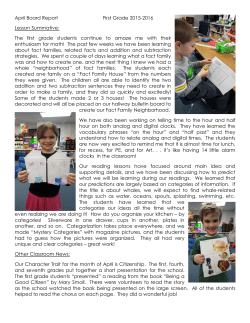 April Board Report First Grade 2015