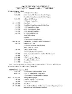 SALEM COUNTY FAIR SCHEDULE **TENTATIVE **August 9