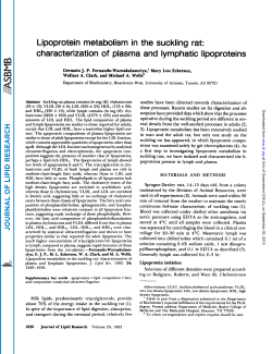 Lipoprotein metabolism in the suckling rat