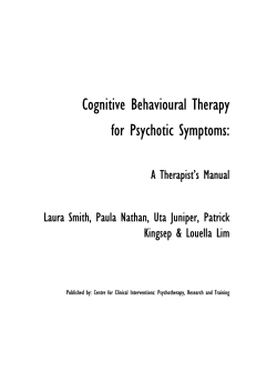 CBT for Psychotic Symptoms - Centre for Clinical Interventions