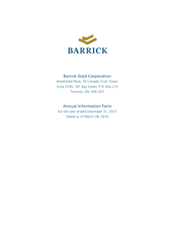 Annual Information Form - Barrick Gold Corporation