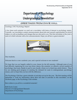 September 2012 - UNC Psychology - UNC