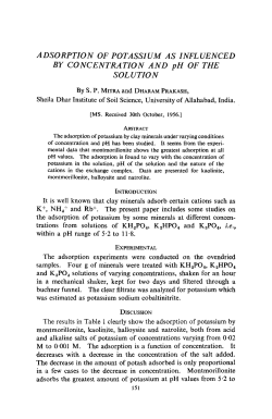 ADSORPTION OF POTASSIUM AS INFLUENCED BY