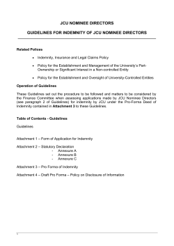 JCU NOMINEE DIRECTORS GUIDELINES FOR INDEMNITY OF