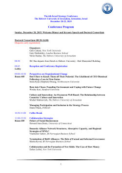 Conference Program - Israel Strategy Conference