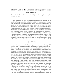 Christ`s Call to the Christian: Distinguish Yourself
