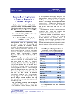 Foreign Body Aspiration: A five-year Report in a Children`s Hospital