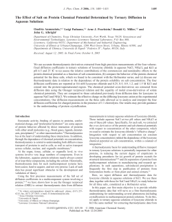 The Effect of Salt on Protein Chemical Potential Determined by