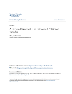 A Certain Disavowal: The Pathos and Politics of Wonder