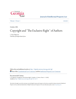 Copyright and "The Exclusive Right " of Authors