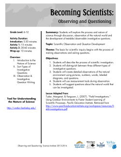 Observing and Questioning