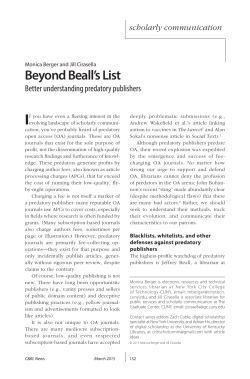 Beyond Beall`s List: Better understanding predatory publishers