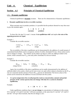 Unit 6 Notes - Unit 6 Chemical Equilibrium
