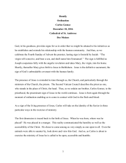 Homily Ordination Carlos Gomez December 18, 2016 Cathedral of