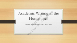 Academic Writing in the Humanities