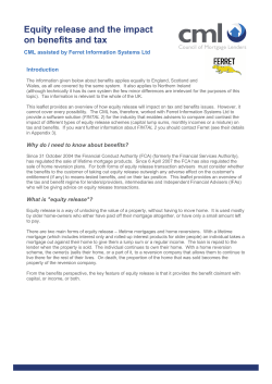 Equity release and the impact on benefits and tax