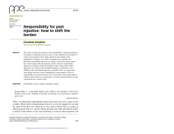 C.Kukathas, &ldquo;Responsibility for past injustice: how to shift the burden&rdquo;