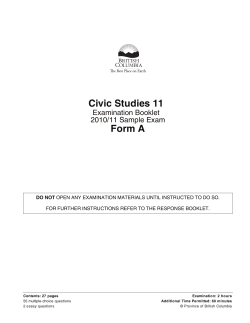 Civic Studies 11 Form A - Province of British Columbia
