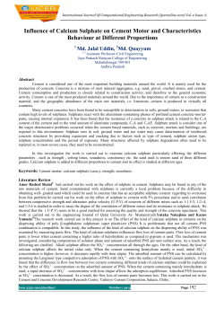 Influence of Calcium Sulphate on Cement Motor and