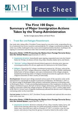 The First 100 Days: Summary of Major