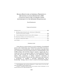 Revisiting Clinton Rossiter`s 1948 Constitutional Dictatorship