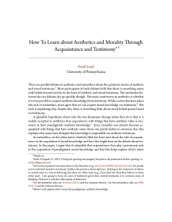 How to Learn about Aesthetics and Morality through Acquaintance