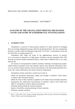 ANALYSIS OF THE GRANULATION PROCESS MECHANISM