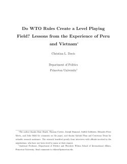 Do WTO Rules Create a Level Playing Field? Lessons from the
