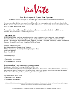 Top-shelf Bar 3 hours $32 per person 4 hours $40 per