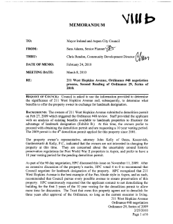 MEMORANDUM advantage of landmark designation