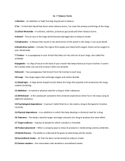 Gr. 7 Tobacco Terms 1.Nicotine &ndash; An addictive or habit forming drug