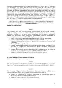 Ordinance on Academic Promotion and Advancement