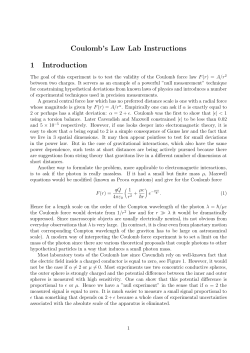 Coulomb`s Law Lab Instructions 1 Introduction
