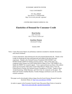 Elasticities of Demand for Consumer Credit