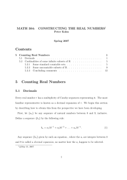 Contents 5 Counting Real Numbers