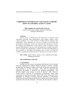 CORPORATE GOVERNANCE AND AGENCY THEORY HOW TO