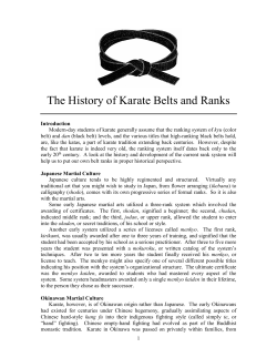 IV. KARATE RANKS The History of Karate Belts and Ranks