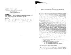 Kant`s Justification of Private Property