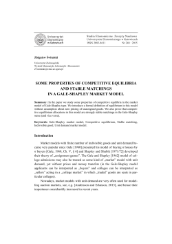 some properties of competitive equilibria and stable