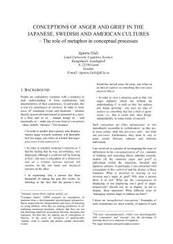 CONCEPTIONS OF ANGER AND GRIEF IN THE JAPANESE