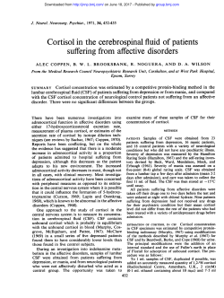 Cortisol in the cerebrospinal fluid of patients suffering from