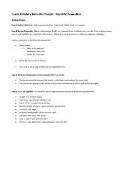 Grade 8 History Trimester Project: Scientific Revolution