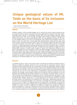 Unique geological values of Mt. Teide as the basis of its inclusion on