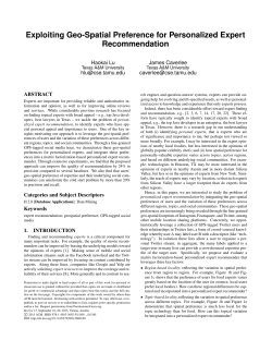 Exploiting Geo-Spatial Preference for Personalized Expert