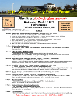 2015 - Waseca County Farmer Forum Please Join us&hellip;It`s Free for