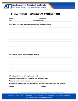 Teleseminar Takeaway Worksheet - Automotive Training Institute