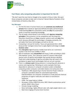 Fact Sheet, why computing education is important for the UK