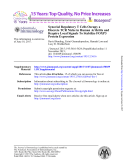 Synovial Regulatory T Cells Occupy a Discrete TCR Niche in