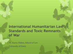 IHL standards for toxic remnants of war? &ndash; by Dr Karen Hulme