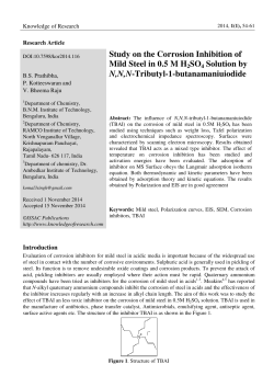 Study on the Corrosion Inhibition of Mild Steel in 0.5 M H2SO4